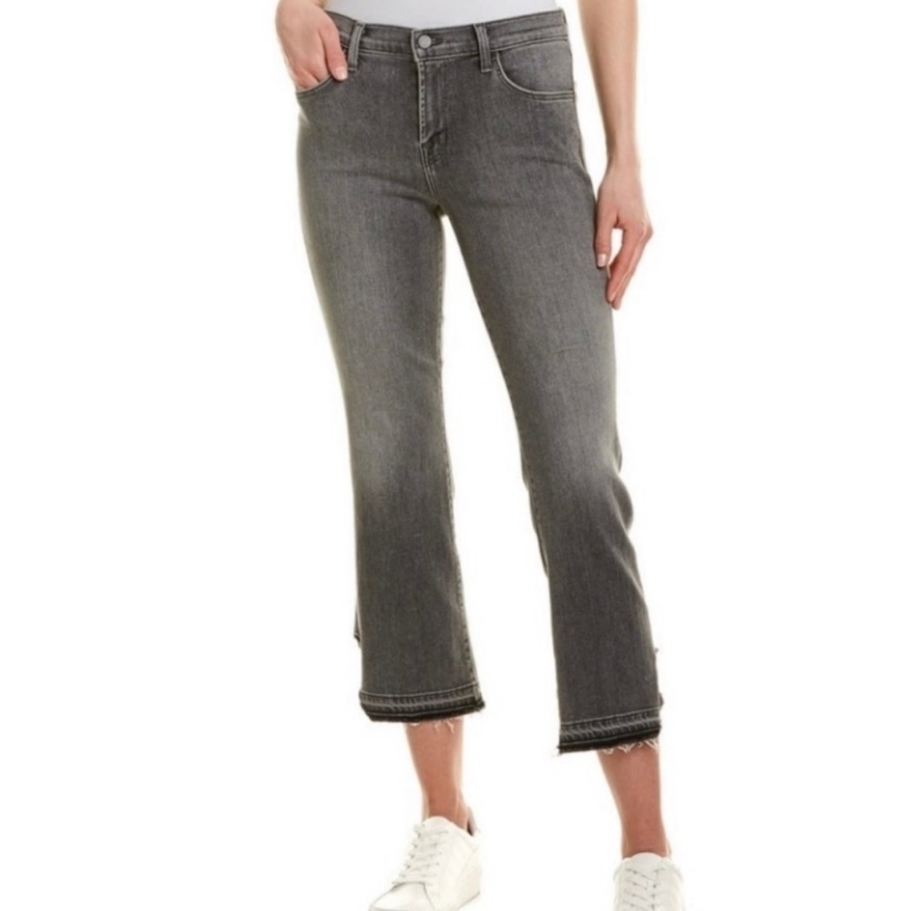 J Brand | Selena Mid / High Rise Split Hem Cropped Boot Cut Jean Shady Grey | 32